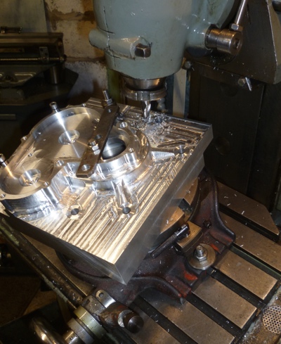 Machining timing side outer webs of one off collectors classic  motorcycle